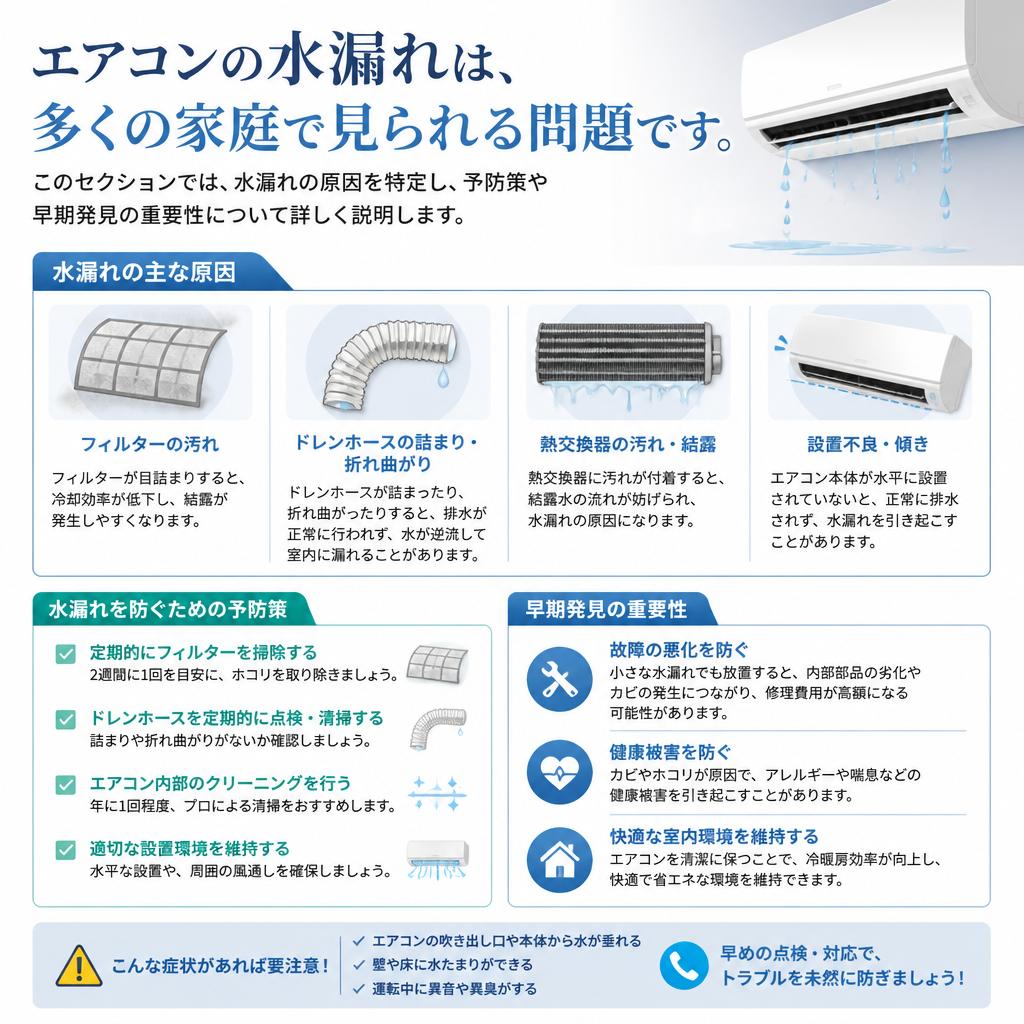 2. エアコン水漏れの原因と対策