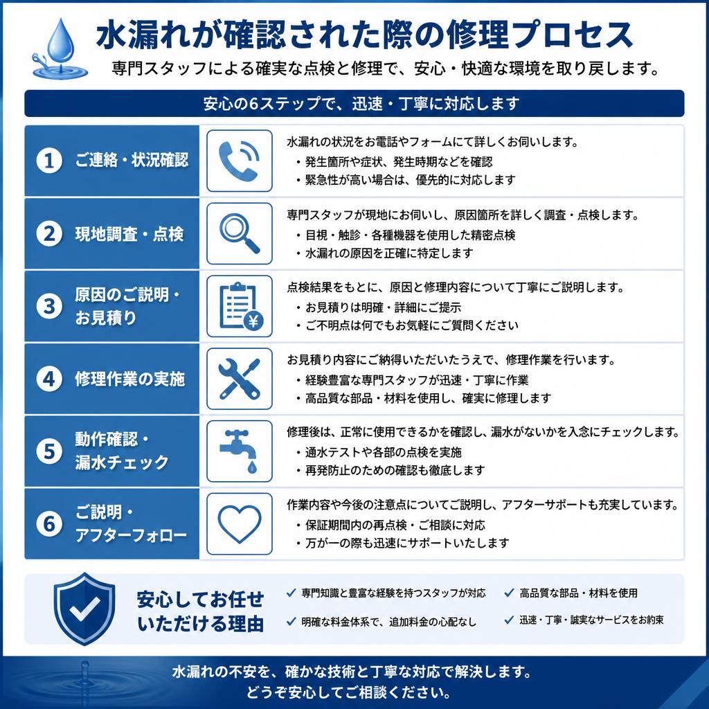 3. 水漏れ修理の流れ