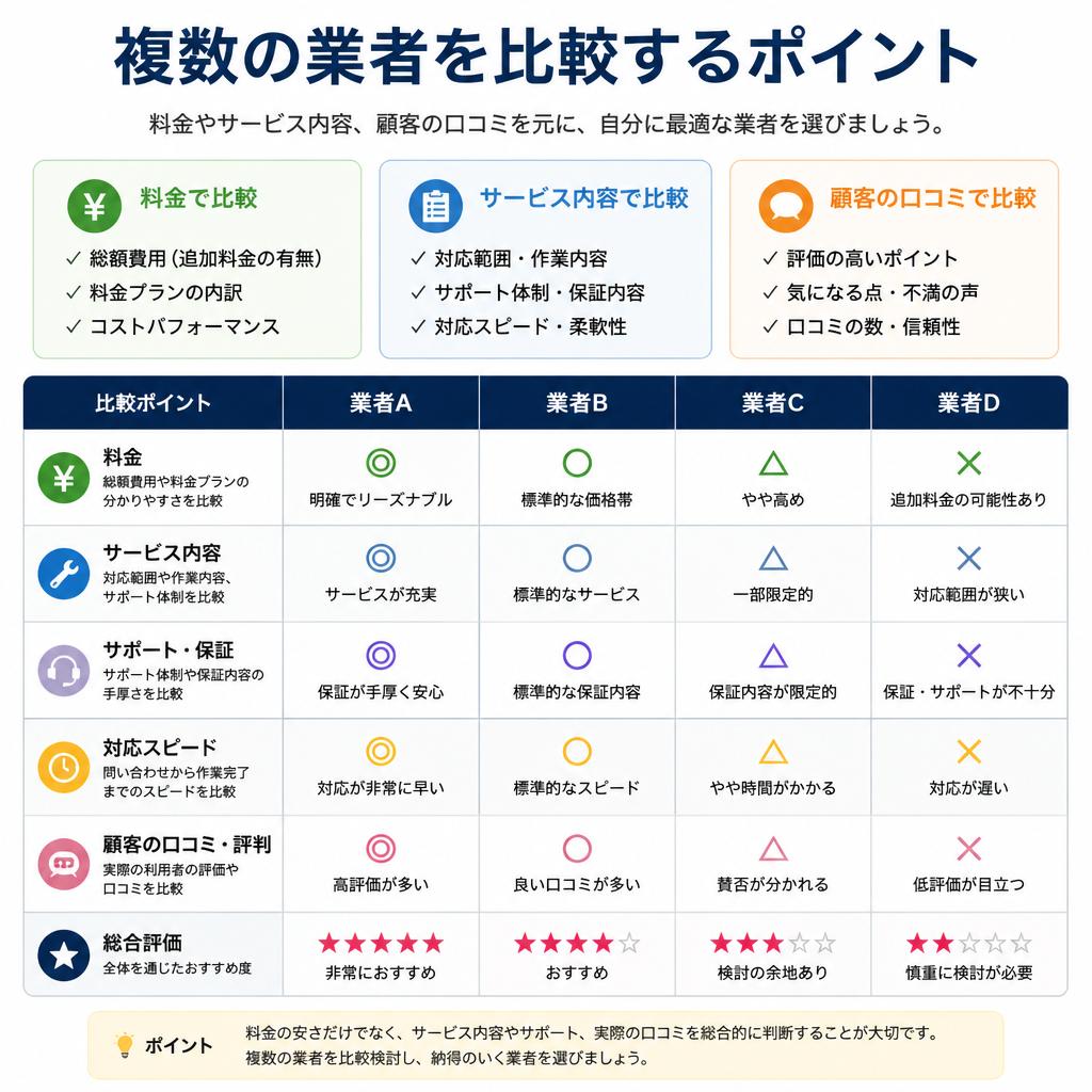 3. 具体的な業者の比較