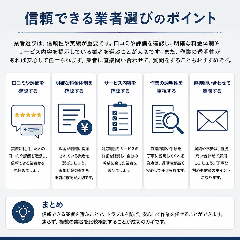 クリーニング業者を選ぶ際のポイント