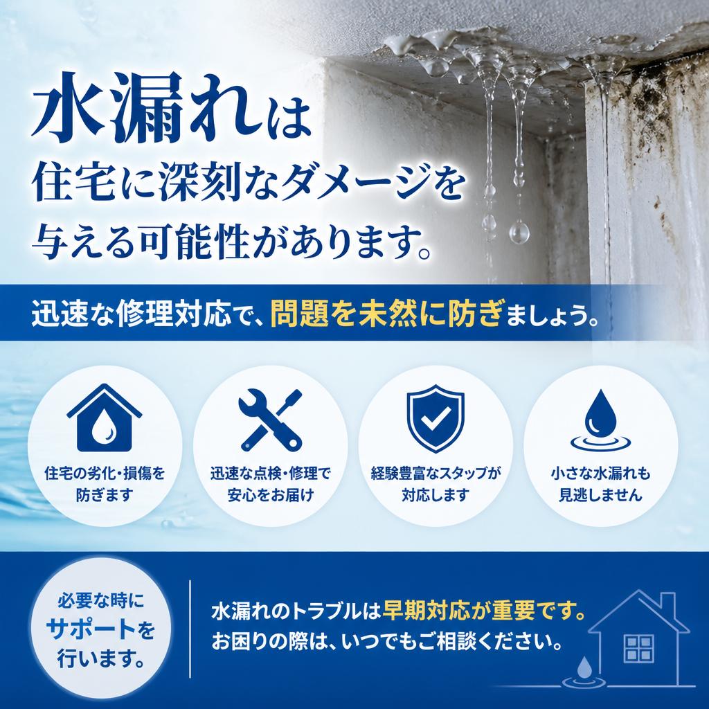 水漏れ修理もお任せ！