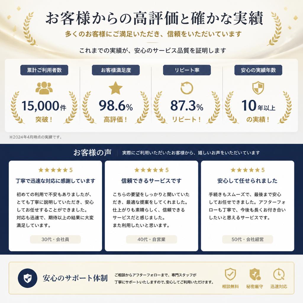 4. 口コミと実績の紹介